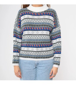 Grey Fair Isle Knit Sweater