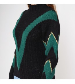 Black High-Neck Chevron...