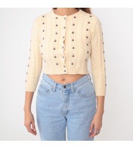 Cream Cable Knit Cropped...
