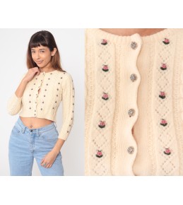 Cream Cable Knit Cropped...