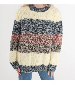 Colorblock Cable Knit Sweater