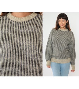 Grey Textured Knit Sweater