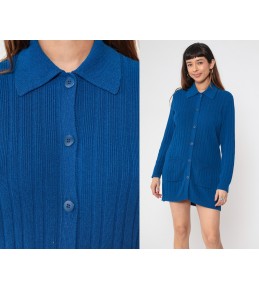 Cobalt Blue Ribbed Knit...