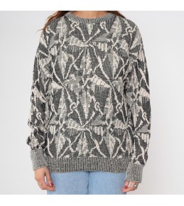 Grey Abstract Jacquard Knit...