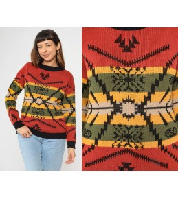 Rust Western Fair Isle Knit...