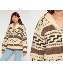 Cream Brown Chunky Zip...